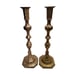 Vintage tall English brass pushup candlesticks 18.75 tall with 6 x 6 base, pr