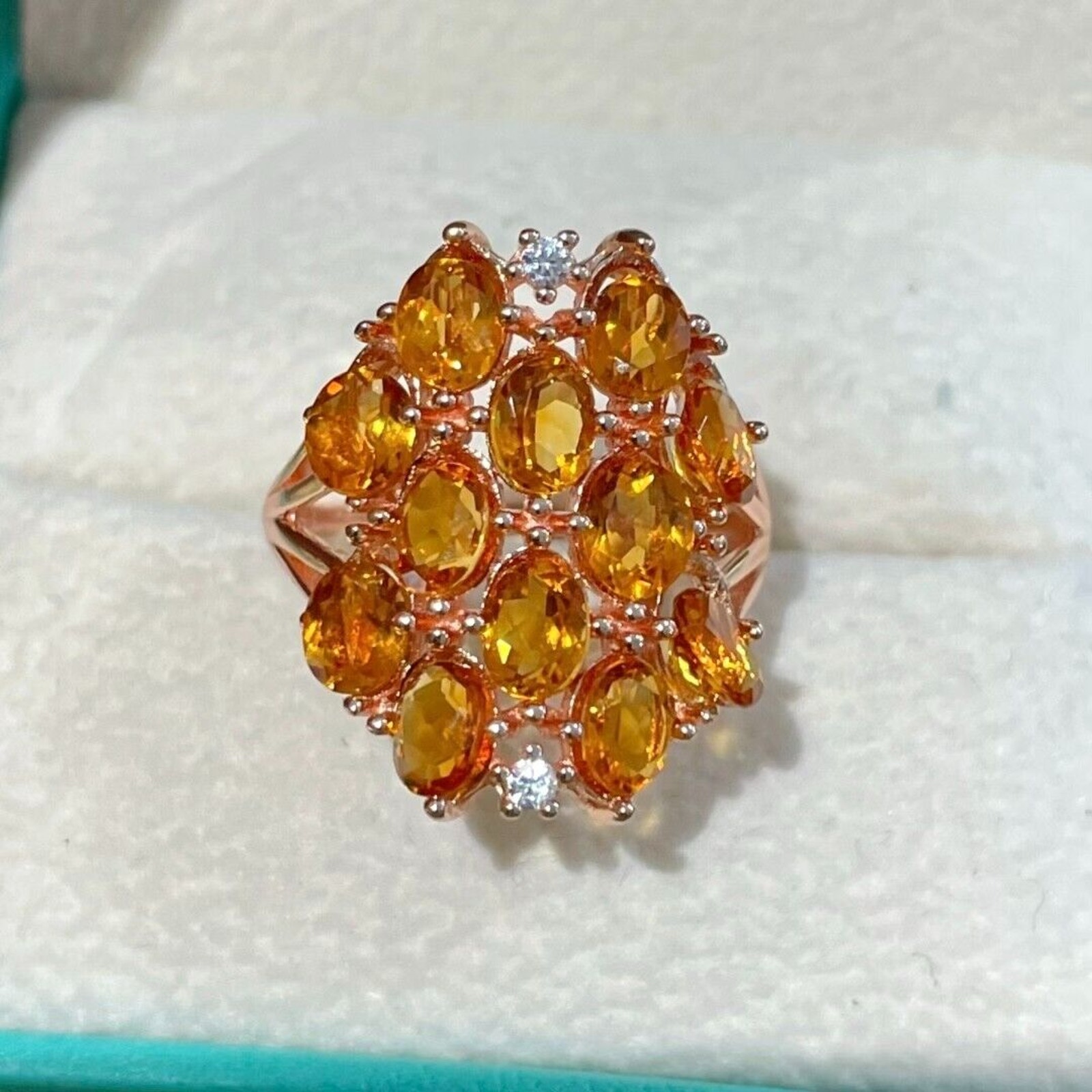 Natural Citrine Gemstone Ring, Full Finger Citrine Ring 925 Sterling Silver