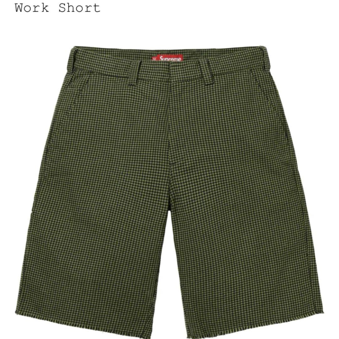【送料無料/新品】 Short Work Supreme Olive shorts Casual 32 Size Houndstooth パンツ