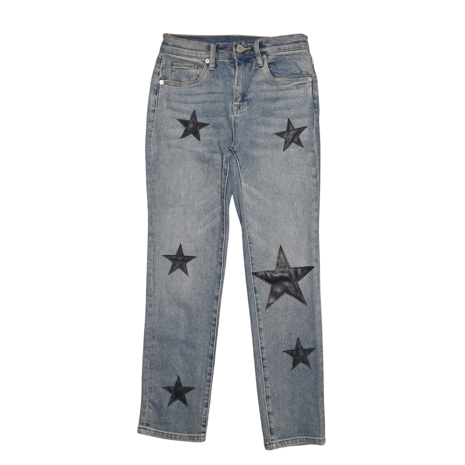 BLANKNYC 118 Star Patch Madison Crop Jean Light Wash Stretch Denim Size 24