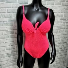 Vintage 80s 90s Pacific Connections Neon Hot Pink 1 Piece Underwire Padded Swim