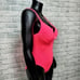 Vintage 80s 90s Pacific Connections Neon Hot Pink 1 Piece Underwire Padded Swim
