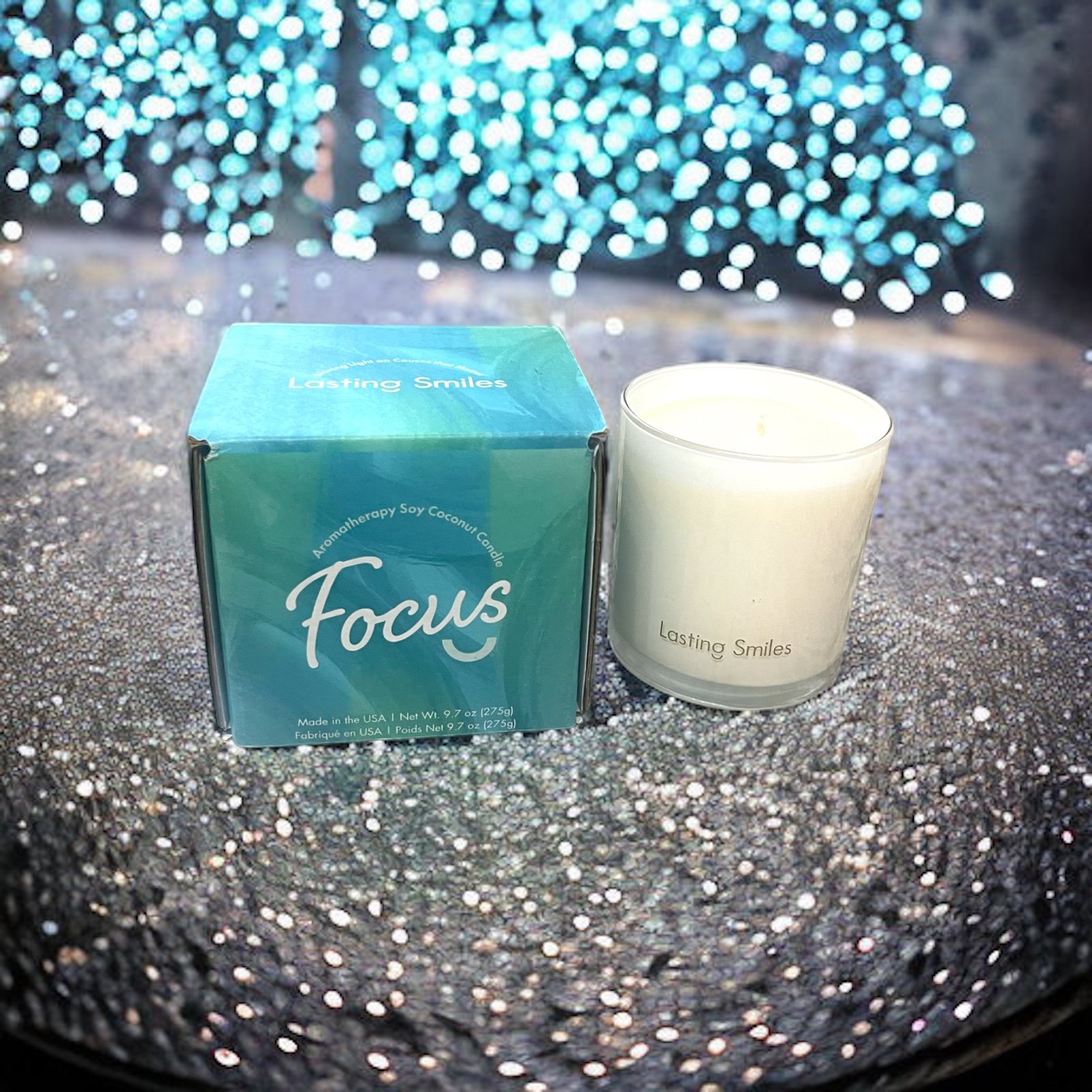 Lasting Smiles Aromatherapy Soy Coconut Cause Candle in Focus 7 Oz NIB MSRP 60