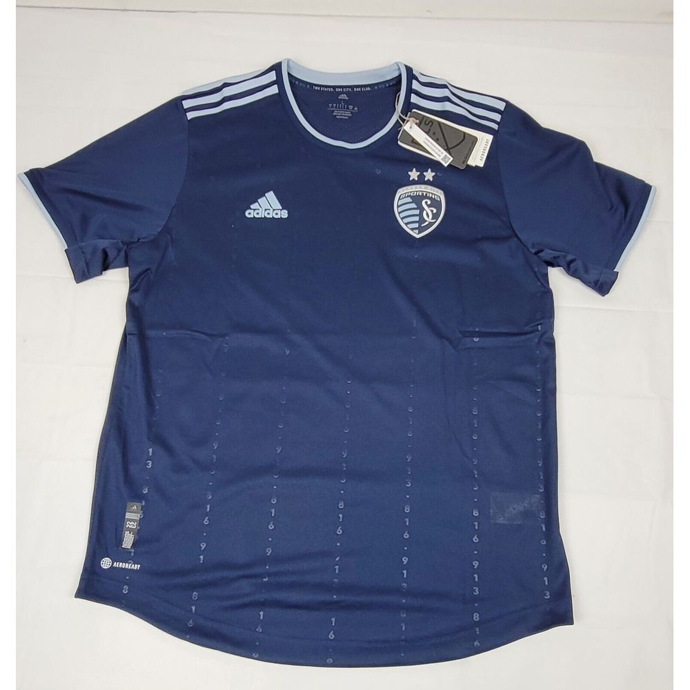 Adidas Sporting Kansas City Soccer Jersey Mens Sizes S, L, 2XL. Stateline Kit.
