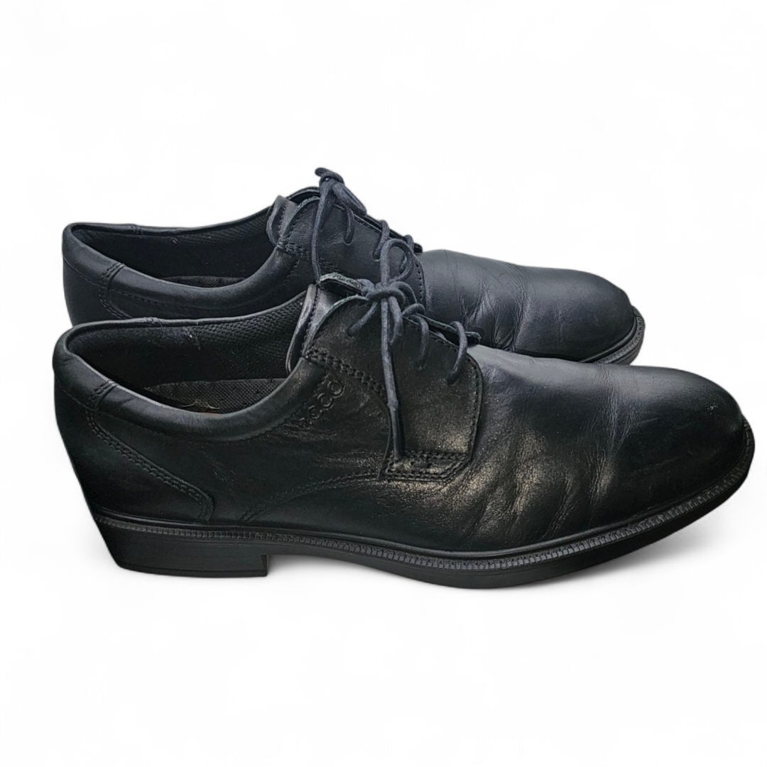 Ecco Mens Black Leather Oxford Shock Point Dress Shoes EU 43/US Size 9-9.5