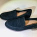 Clarks sz 6 suede leather black oxford flats slip on shoes comfort Trish Rose