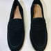 Clarks sz 6 suede leather black oxford flats slip on shoes comfort Trish Rose