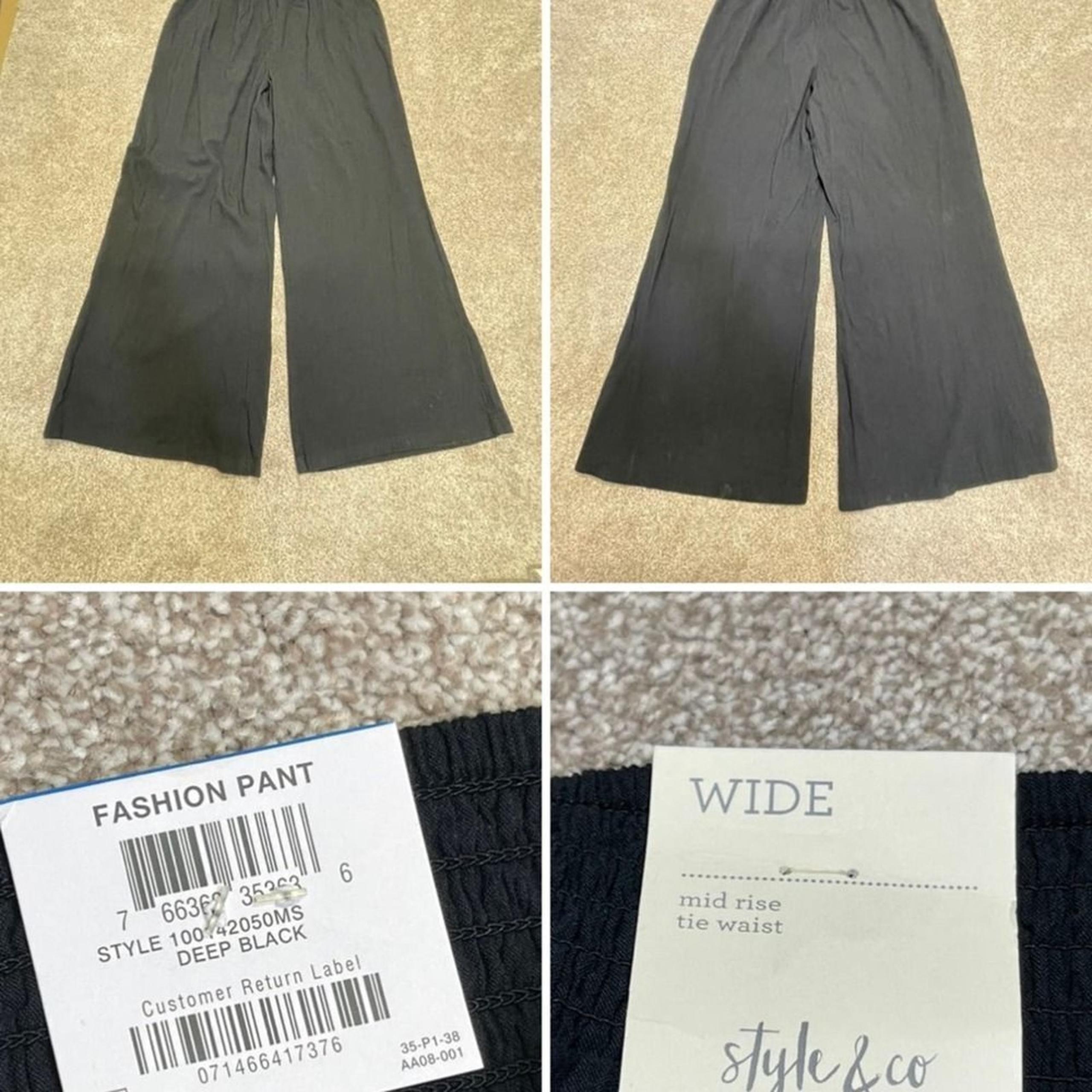 minimalist loungewear wide leg Style & Co pull on pants xl cotton black nwt