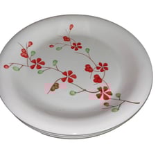 Pier One Red Blossom and Berry Stoneware Dinner Plate, set of 3
