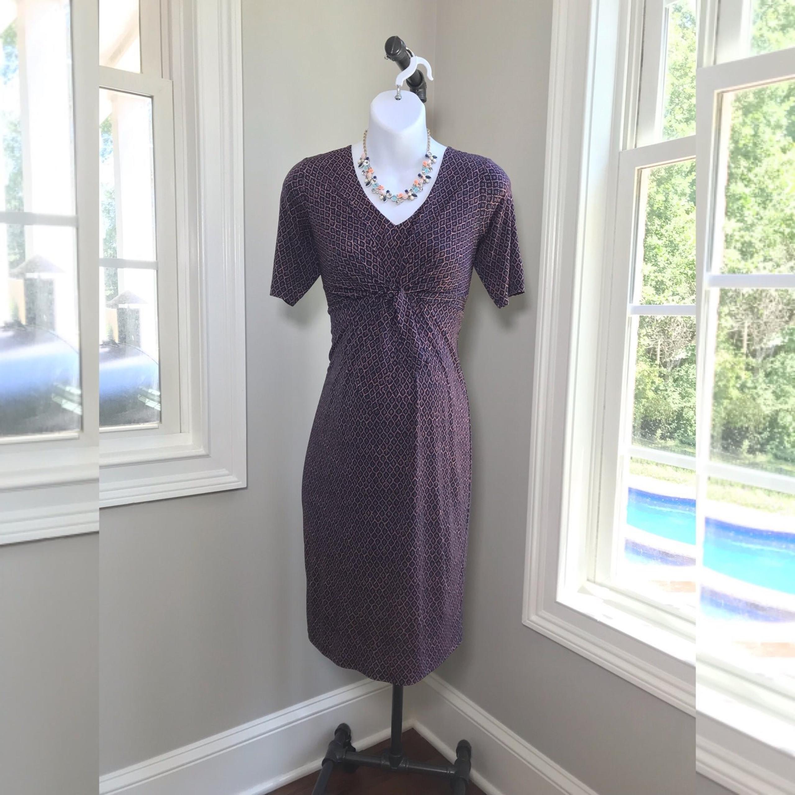 A Pea In The Pod Short Sleeve Tie Waist Maternity Dress ~ Women’s Small