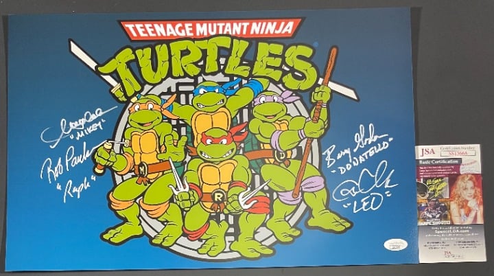 Teenage Mutant Ninja Turtles Original 4 Cast Signed 11x17 Poster E TMNT JSA COA