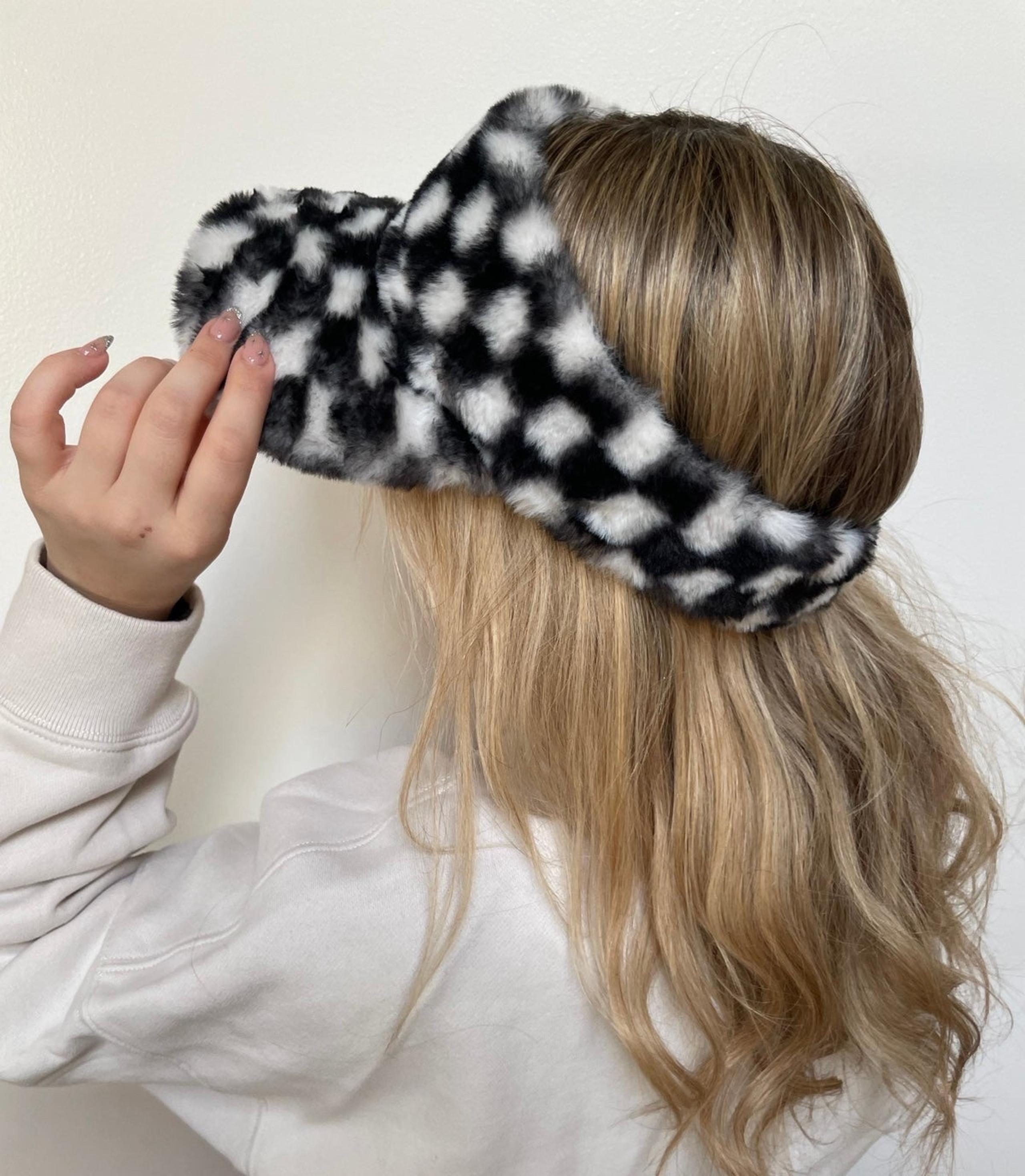 Checkered Fuzzy Visor Hat