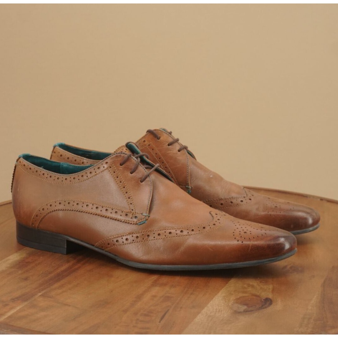 Ted Baker London Mens Hosei Oxfords Dress Shoes Brogue Wingtip British Brown 14