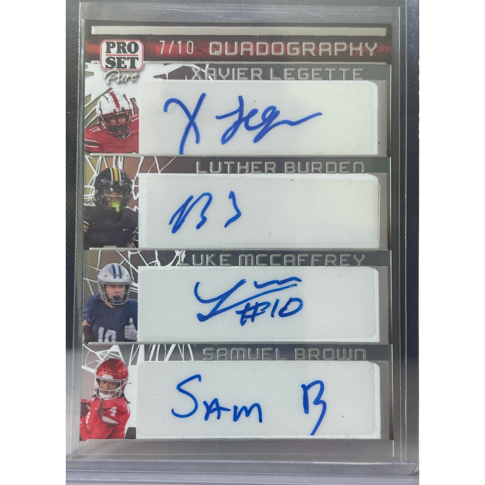 2023 Leaf Pro Set Quadography Xavier Legette Luke Mccaffrey Burden Brown Auto