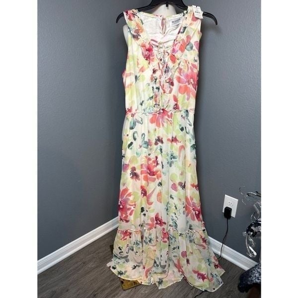 Women's BB Dakota Floral Maxi Dress Size S White Pink