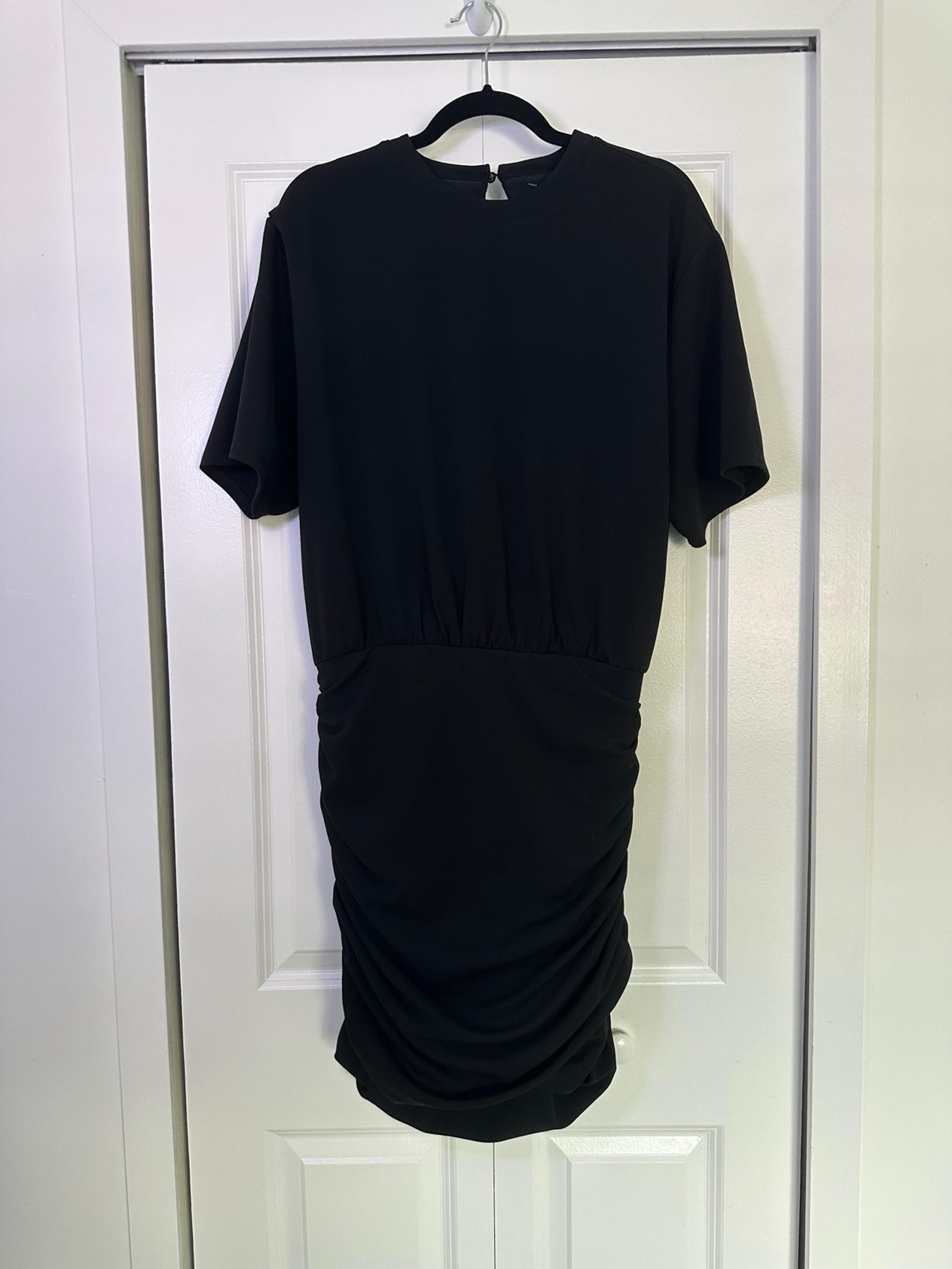 Abercrombie & Fitch Women’s Black Fitted Ruched Dress Size Large Tall