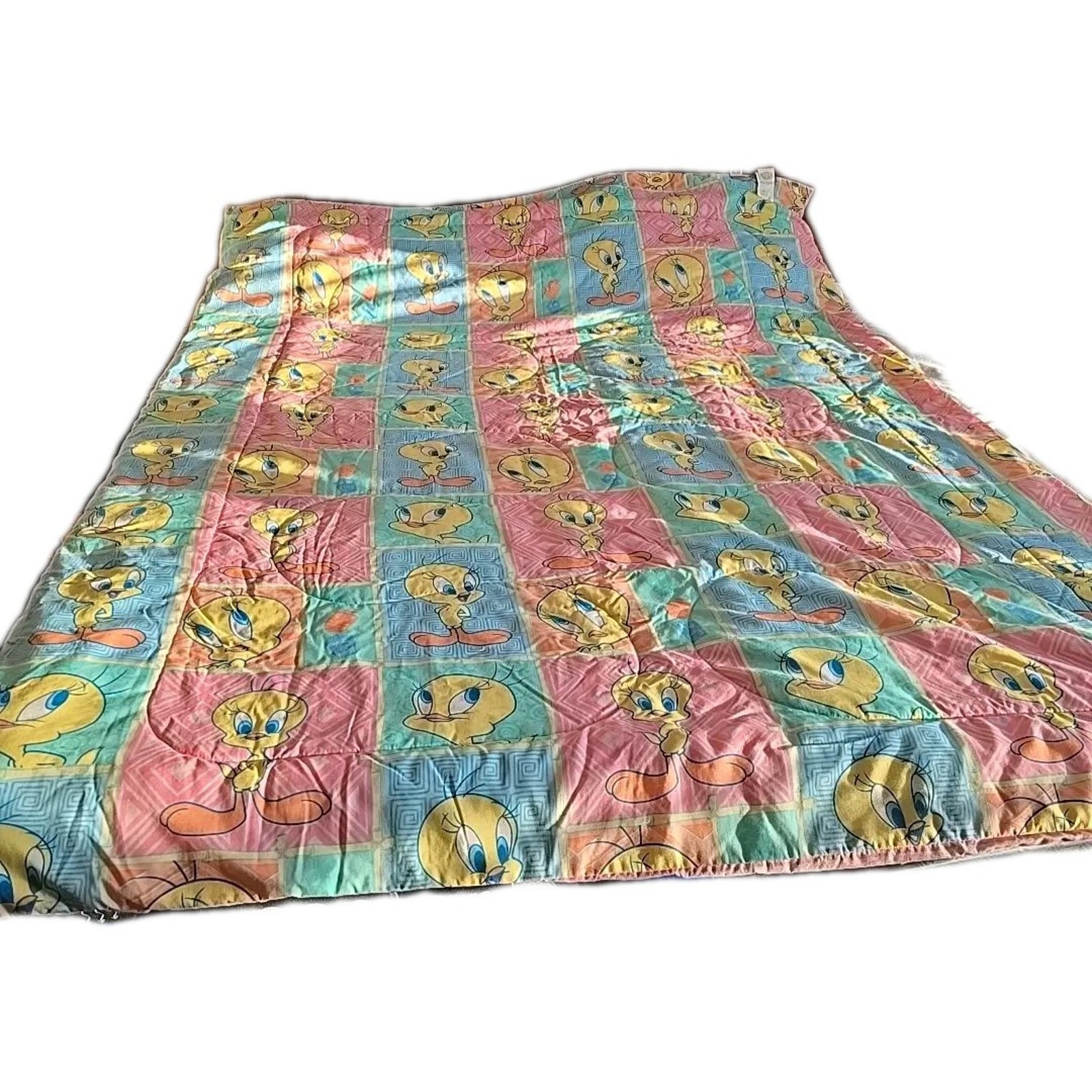 Vintage Looney Tunes Tweety Bird Quilted Bedspread Blanket Twin Size 62 x86
