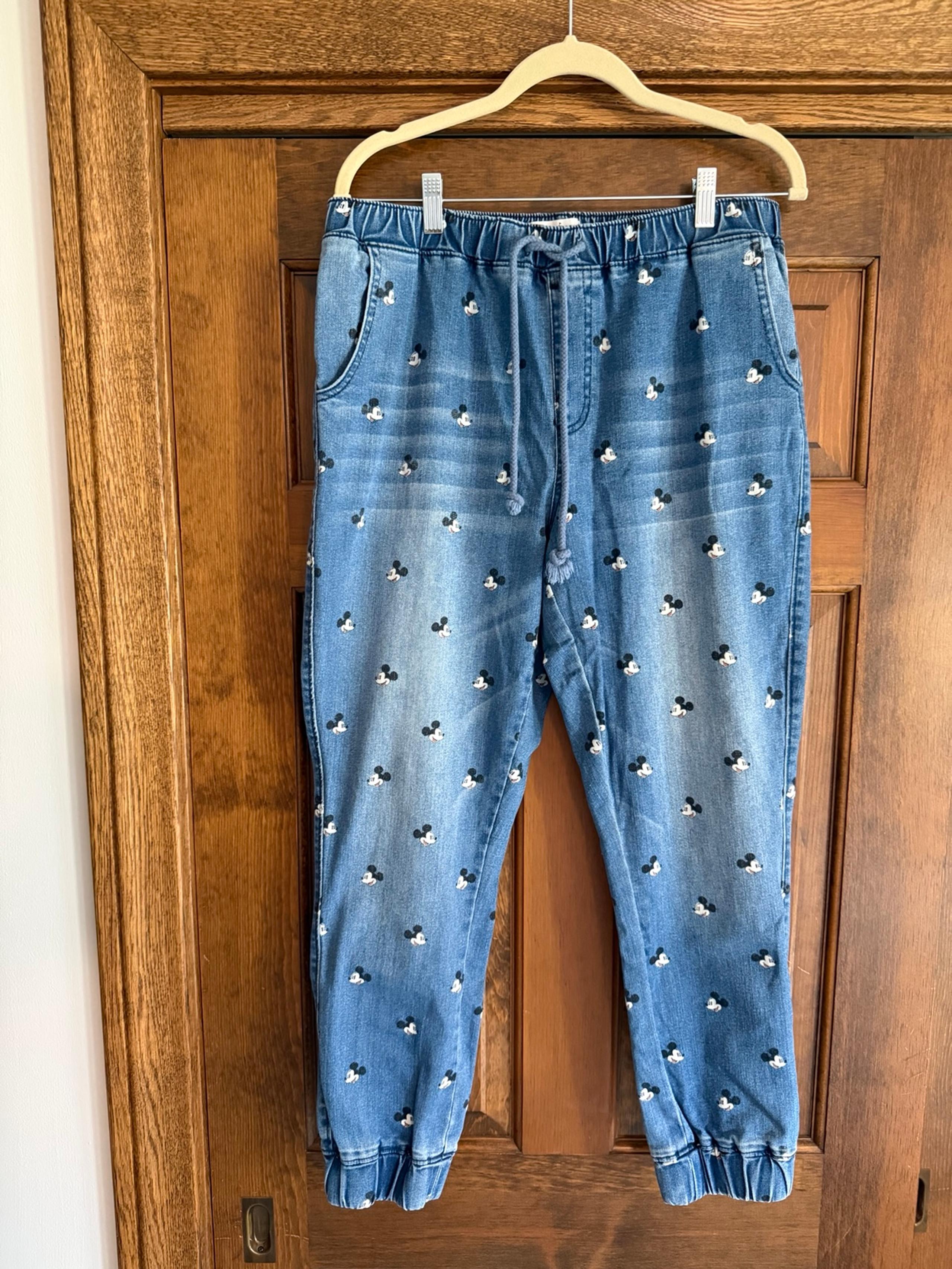 Disney Parks Mickey Mouse All Over Jeans Size Large NWOT