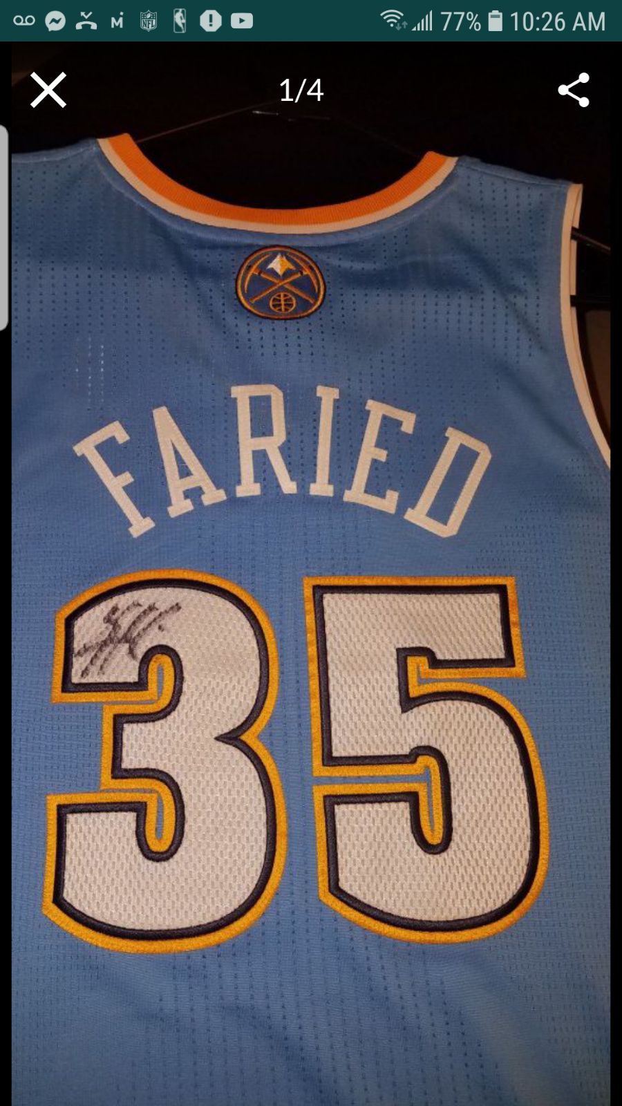 Kenneth Faried game-worn Jersey