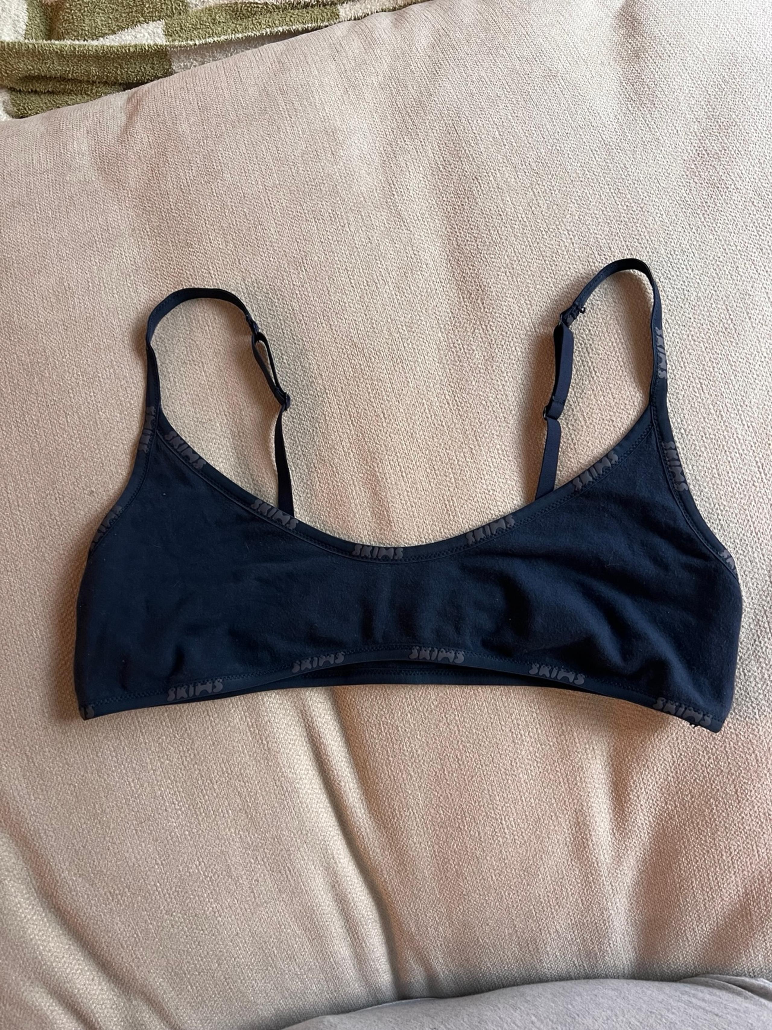 Skims Cotton Logo Navy Blue Bralette