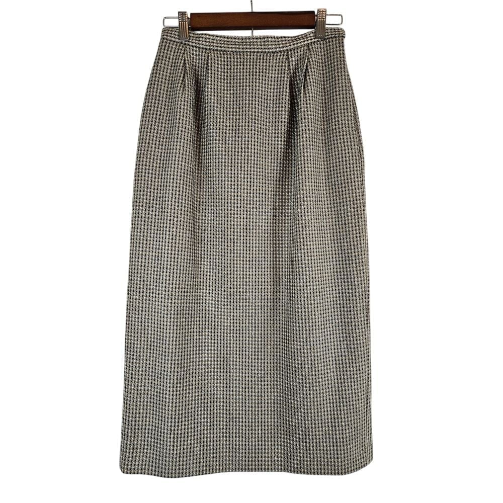 Betty Hanson & Co vintage herringbone wool silk skirt brown tan size 6