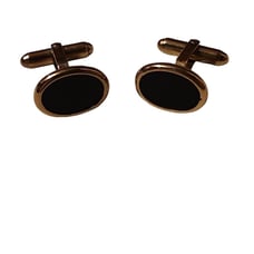 Christian Dior Cufflinks Gold Tone Black Oval Stone Vintage Mens Jewelry Luxury