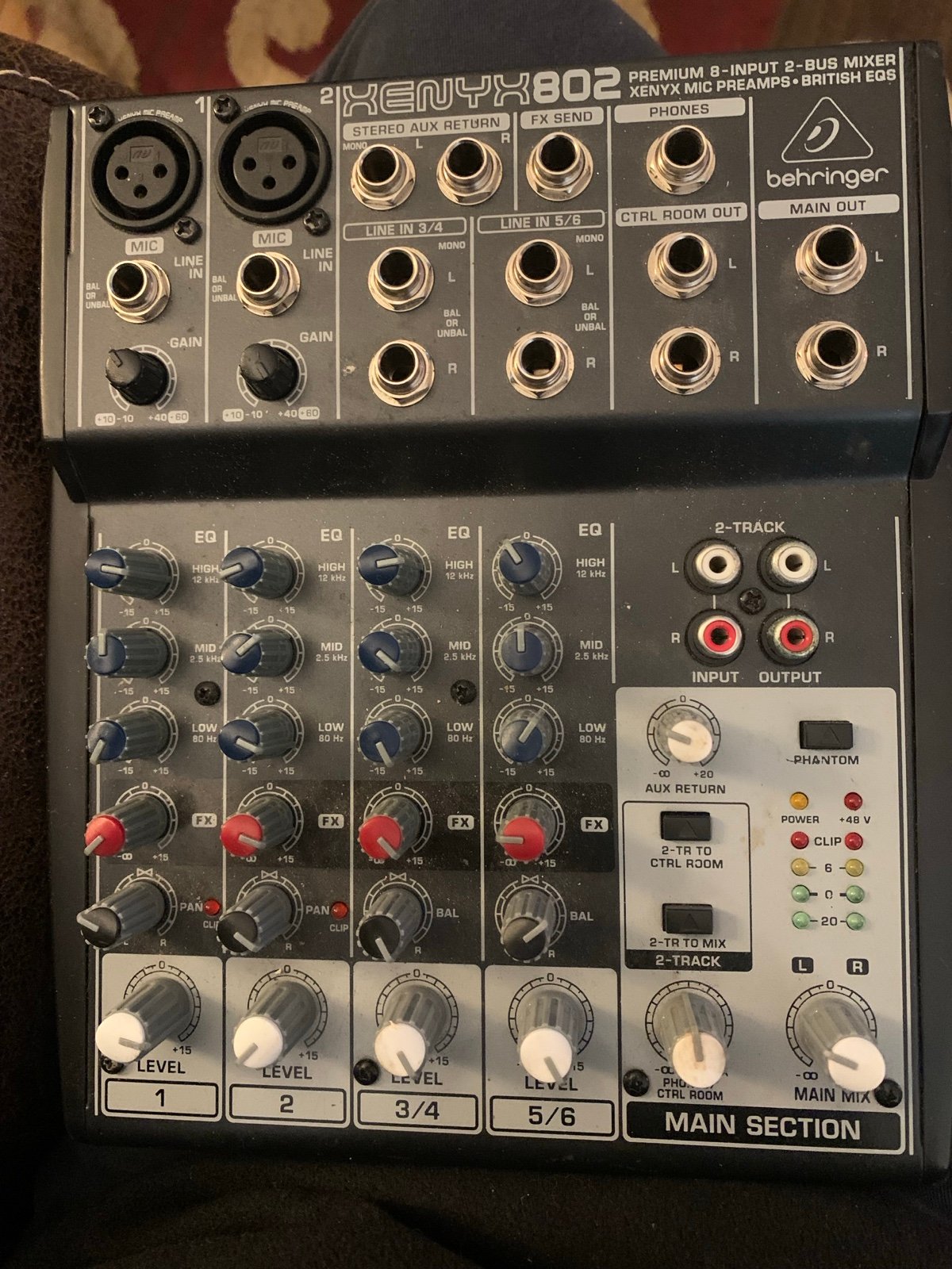Live 6 channel Behringer Xenyx 802 mixer