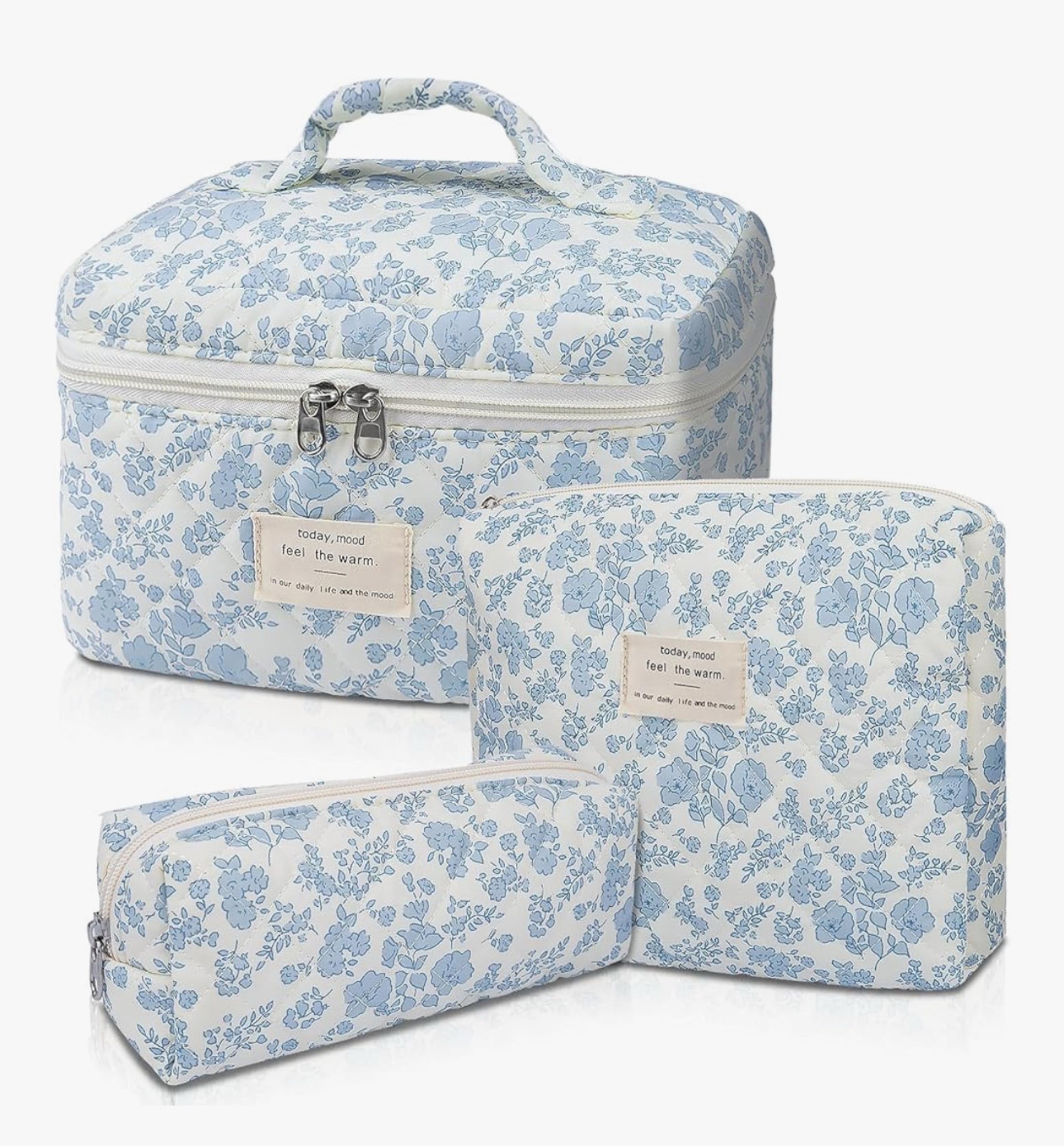 Blue and White Floral Cosmetic Bags