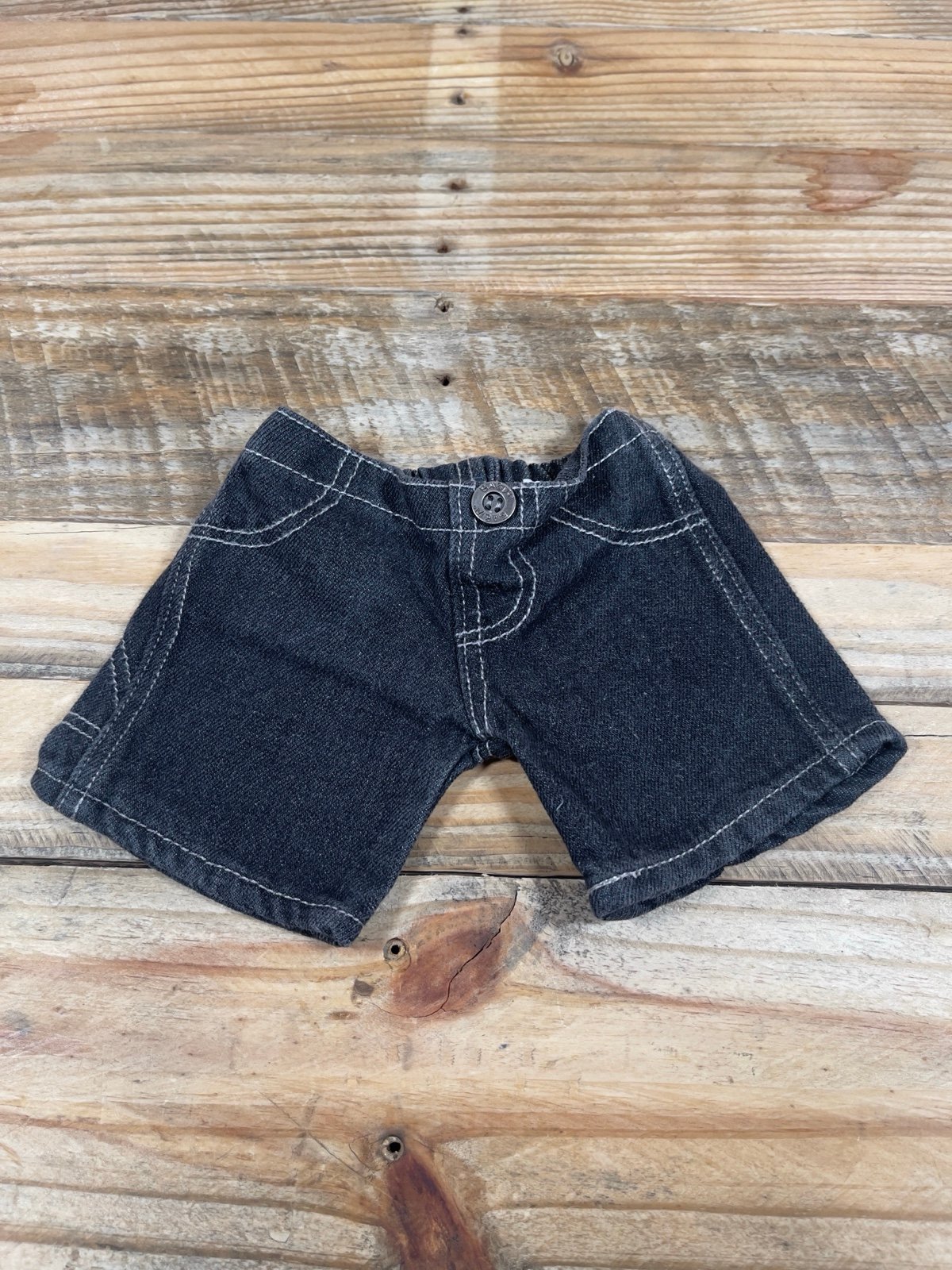Build A Bear Workshop BABW Black Denim Shorts OSFA Plush Accessory Jeans Bottoms