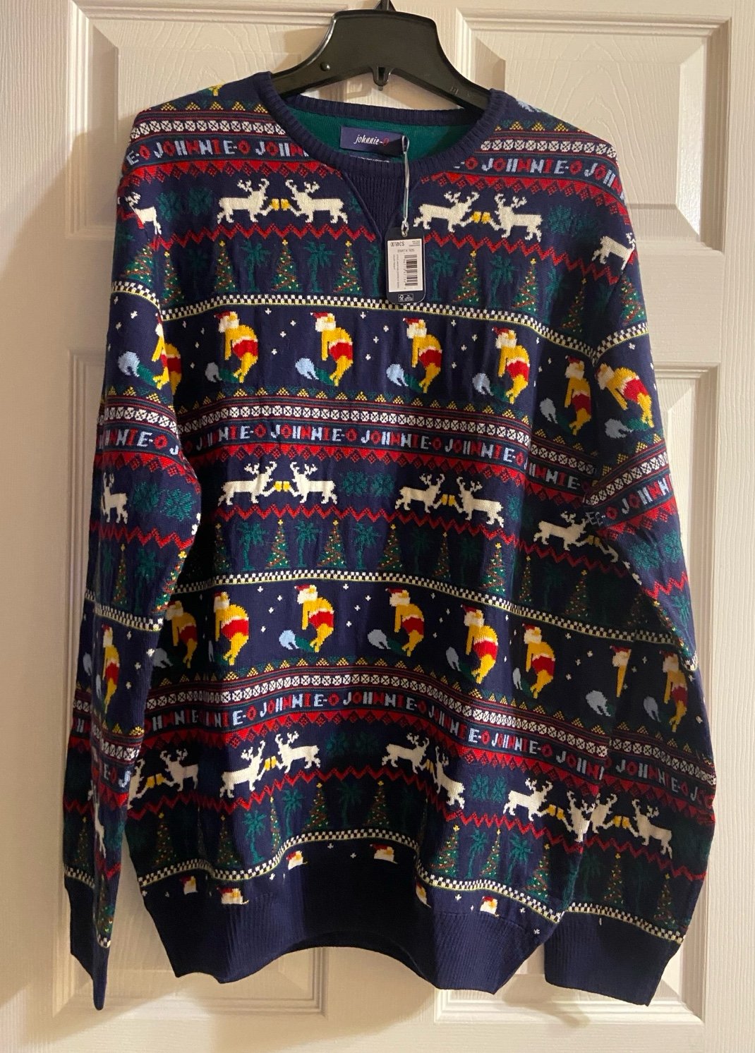 NWT Johnnie-O Shetland Christmas Merino Wool Crewneck Sweater Size L/ XL 248