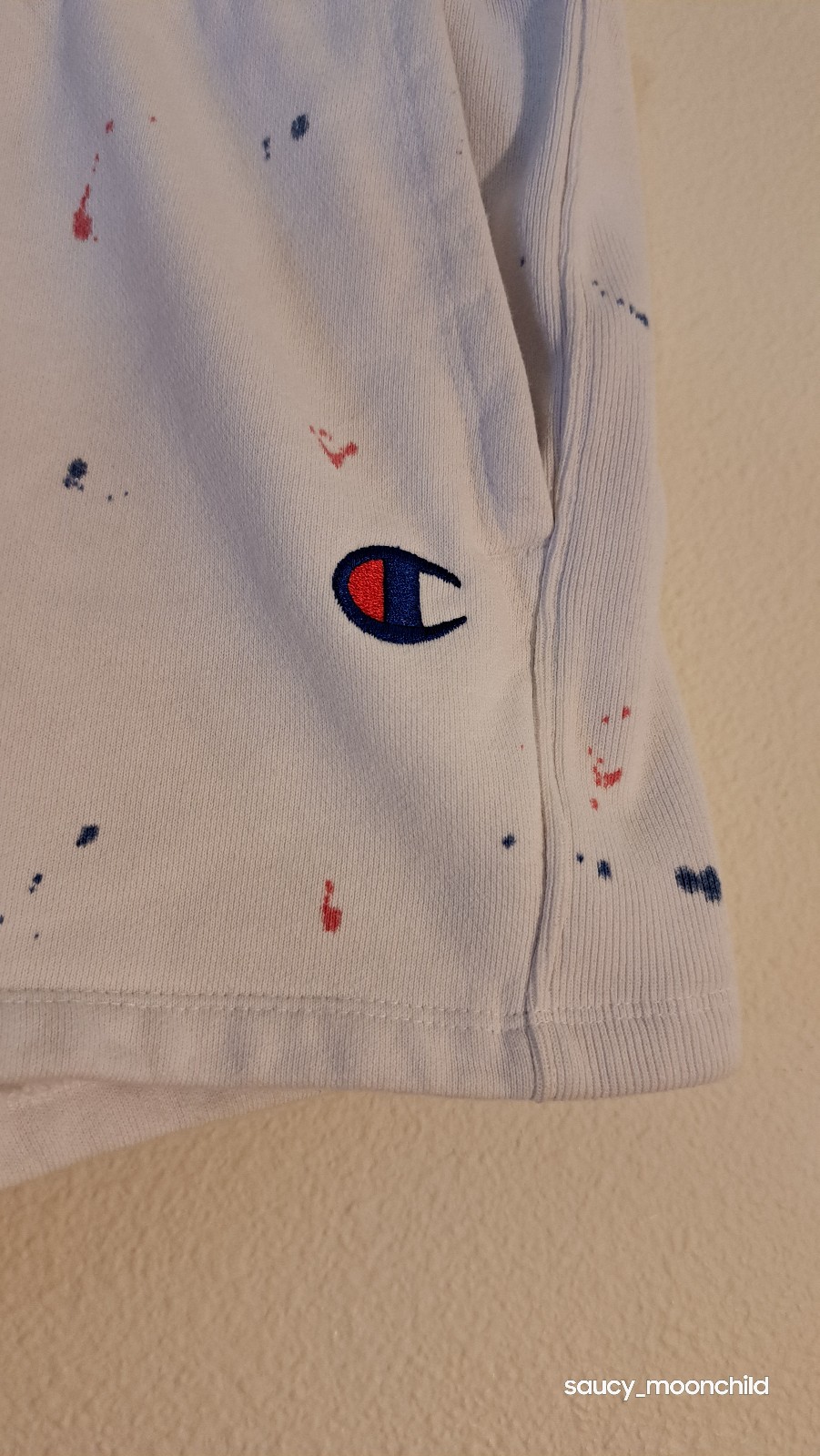 Champion • Women's Red White Blue Reverse Weave Pocket Shorts Ribbed XL USA