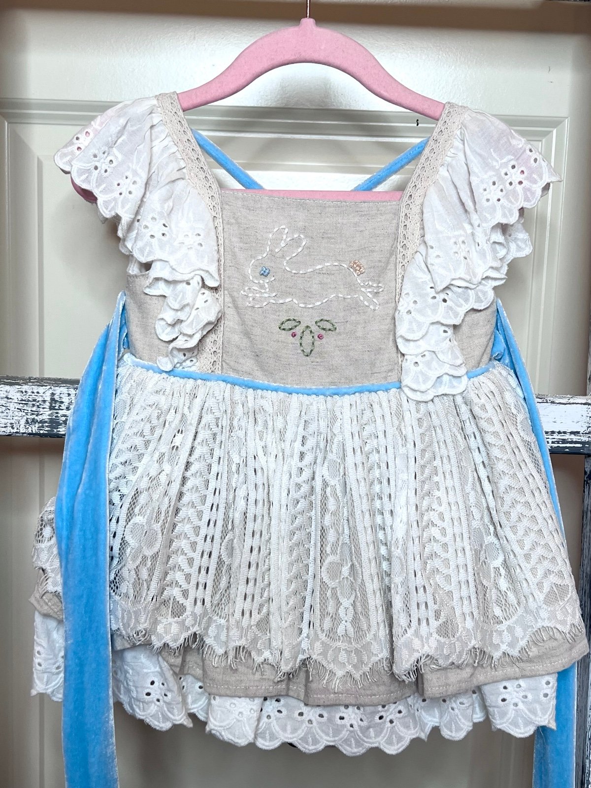 18m Love and Grow Vintage Bunny Romper / toddler Easter Dress EUC