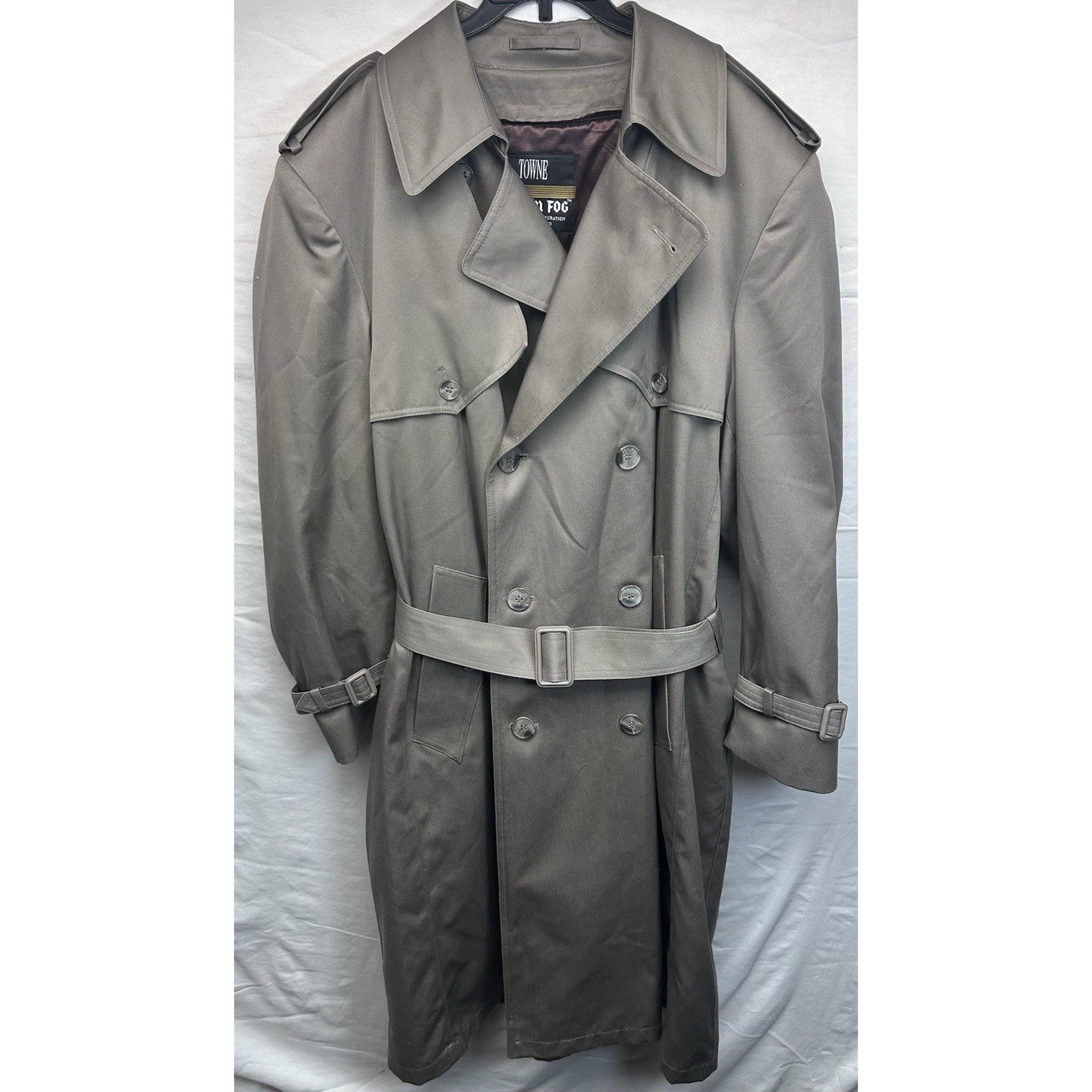 Vtg TOWNE by LONDON FOG Long Trench Coat Men 40 Reg Removable Liner