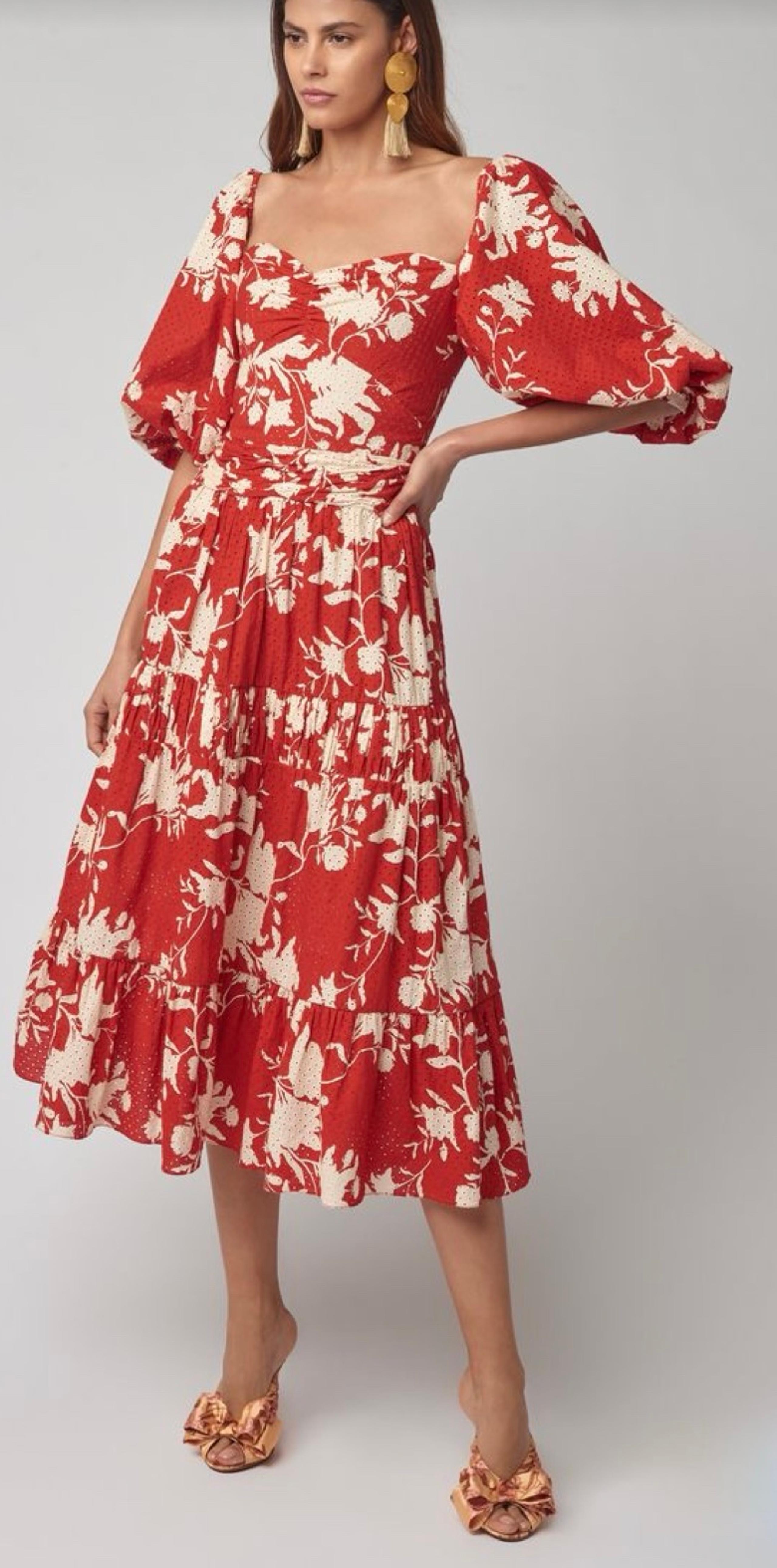 Maxi Dresse - Flying tomato color Orange and cream