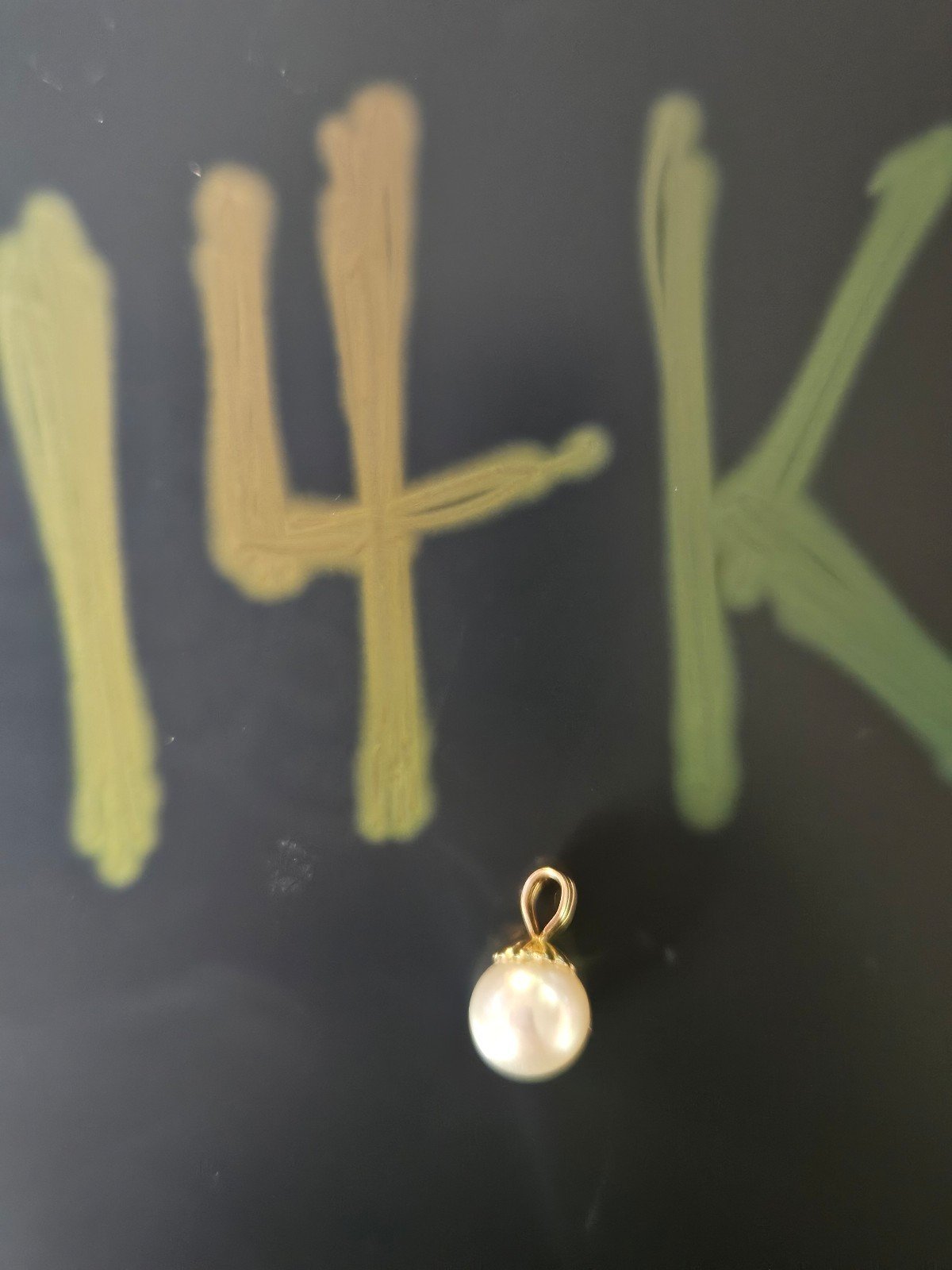 14k yellow gold real pearl pendant