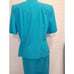 Vintage 1980s Blue Two piece suit Scalloped jacket pencil skirt business banker
