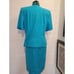 Vintage 1980s Blue Two piece suit Scalloped jacket pencil skirt business banker