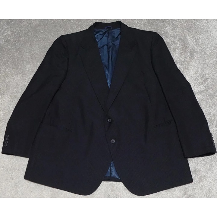 Vintage Browning Kingelo Blazer Suit Men's Size 48R Blue Striped 2 Button Front