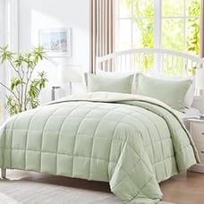Home Queen Comforter Set, 3-Pieces Lightweight Solid Down Alternative Comforter