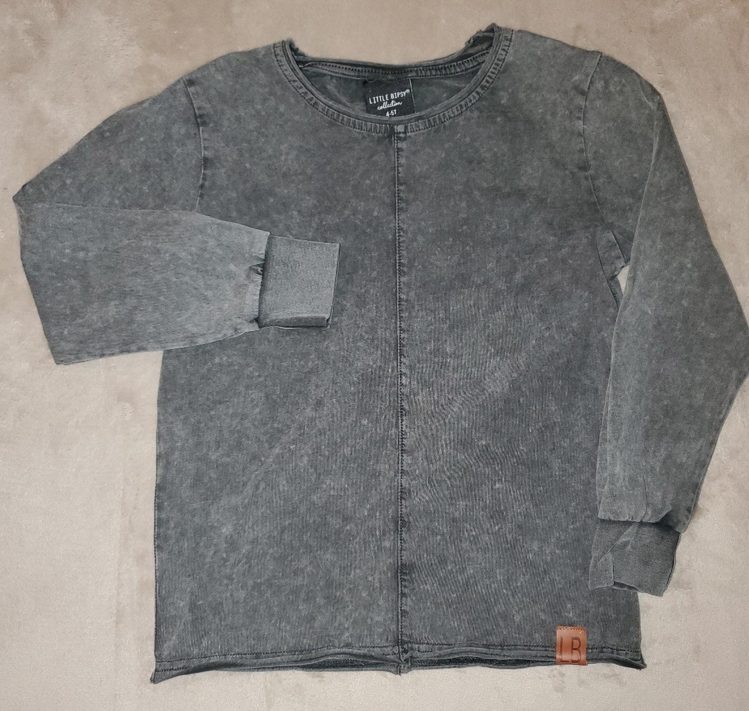 Little Bipsy Acid Washed Black Long Sleeve Shirt Sz 4-5T EUC