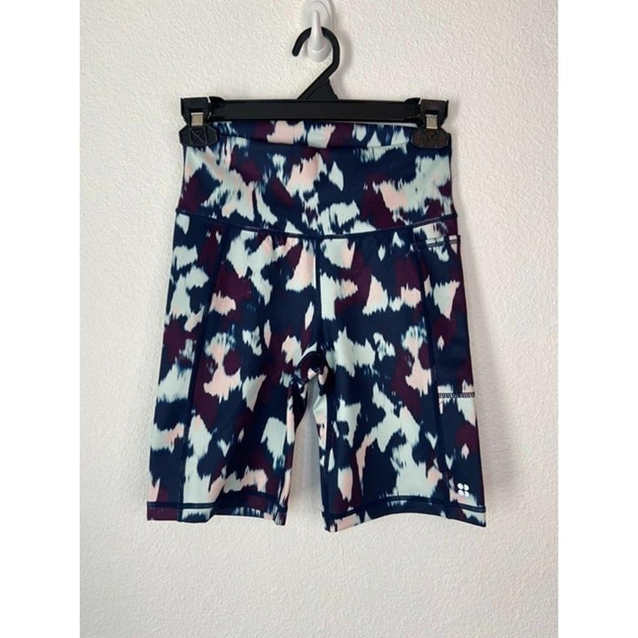 Sweaty Betty women's small 4-6 super sculpt patterned bike shorts athletic 8"
