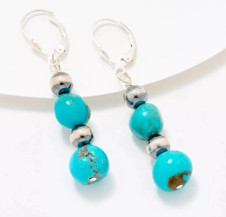 Carolyn Pollack American West Sterling Silver Turquoise Bead Lever Back earrings