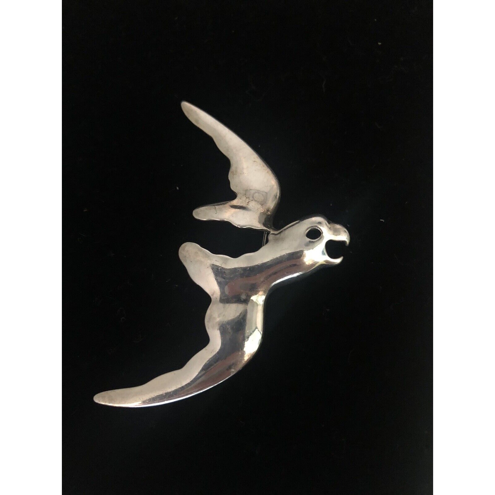 Large Stylized Abstract Eagle Bird Of Prey Sterling Silver 925 Brooch Pin signed
