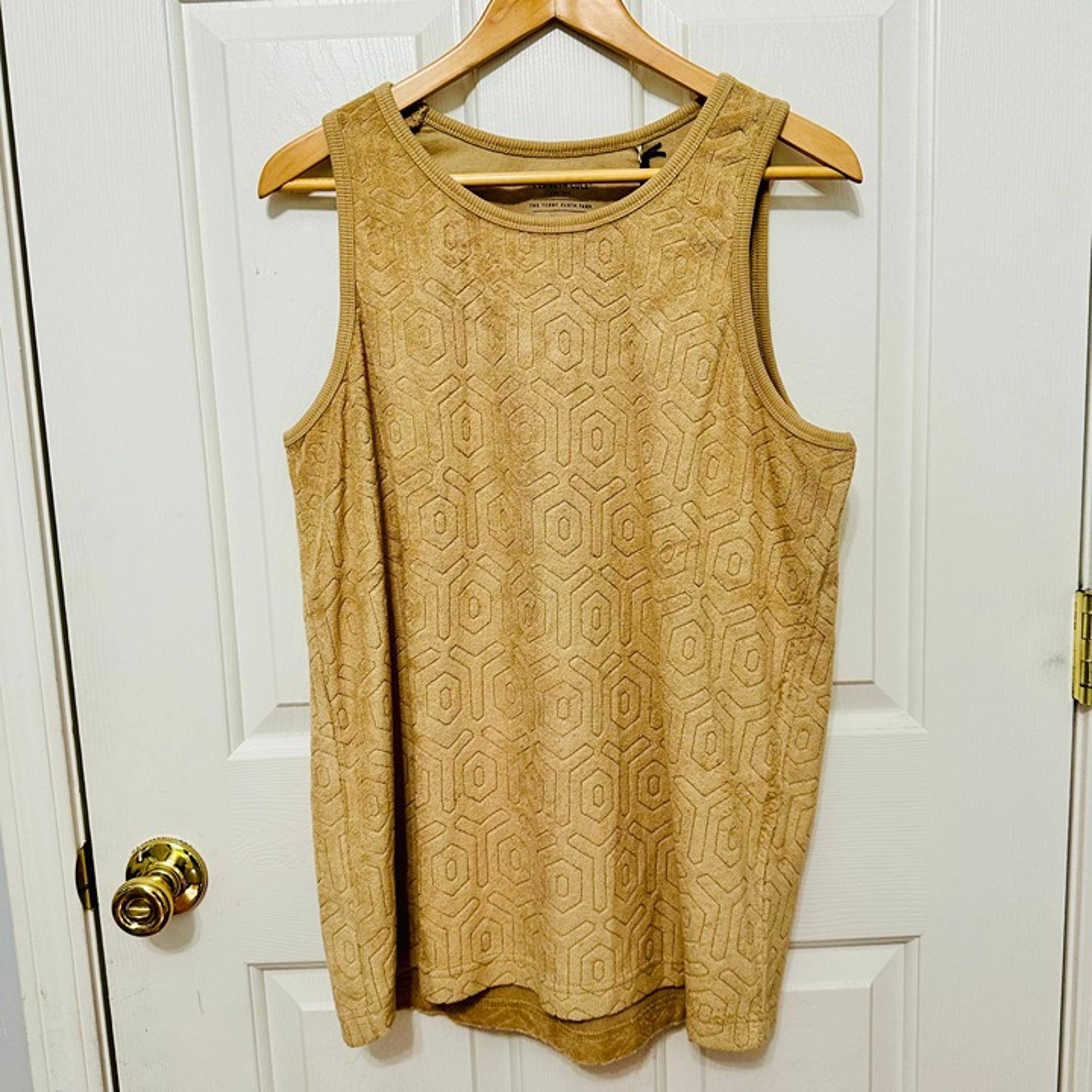 KENNETH COLE NEW YORK GEOMETRIC THE TERRY CLOTH TANK TOP CAMEL NEUTRAL XL $49