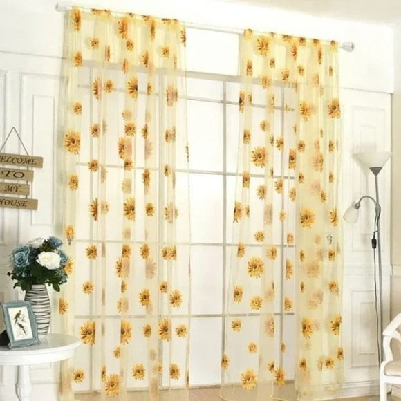Curtains 2 Panels Sheer Sunflower