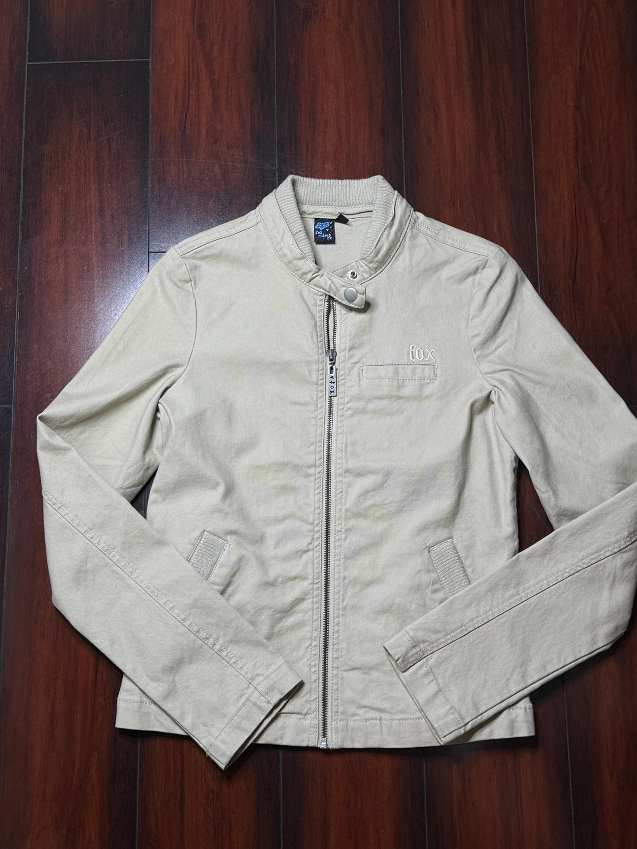 Fox Racing Jacket Vintage Khaki Full Zip Logo Outdoor Coat Women’s Sz:Small