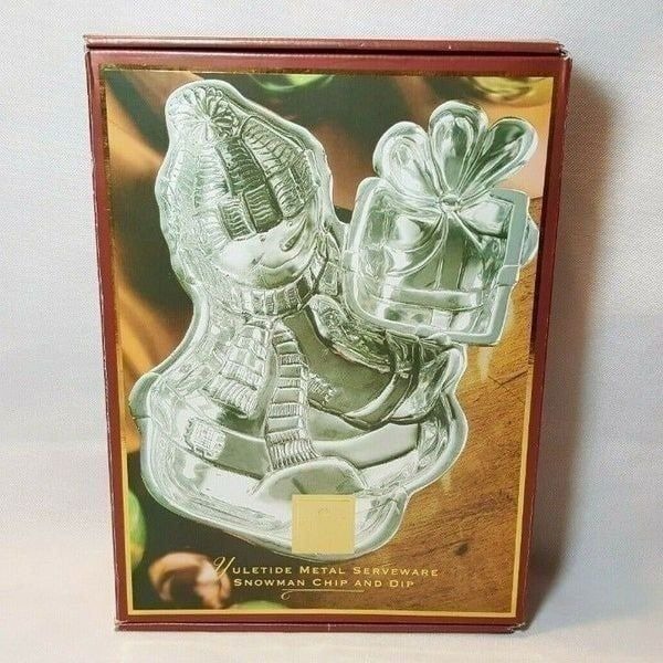 NEW Lenox Yuletide Snowman Metal Chip Dip Serveware 12.75 X 9.25 inch