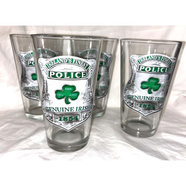Set Of 4 Beer Glasses Irelands Finest Police Genuine Irish 1854 Pint Glasses