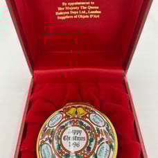 Christmas Halcyon Days Enamels 1996 Engagement Trinket Box Multi Languages