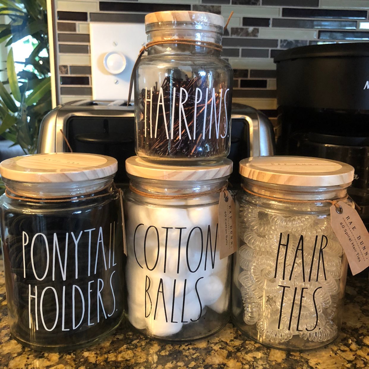 rae dunn bathroom jar set